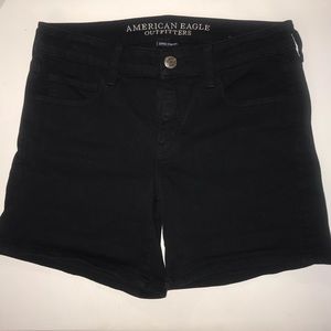 Super Stretch Black Denim Shorts